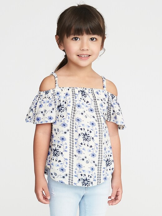 View large product image 1 of 4. Floral Crepe Off-the-Shoulder Top for Toddler Girls