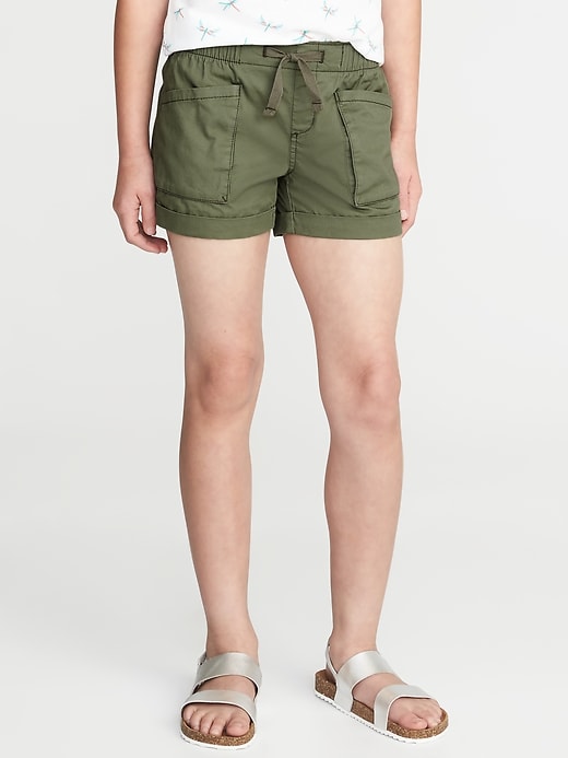 View large product image 1 of 3. Twill Utility Pull-On Shorts for Girls