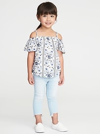 View large product image 3 of 4. Floral Crepe Off-the-Shoulder Top for Toddler Girls