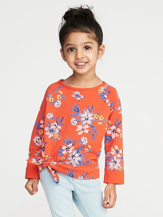 View large product image 1 of 1. French Terry Tie-Hem Sweatshirt for Toddler Girls
