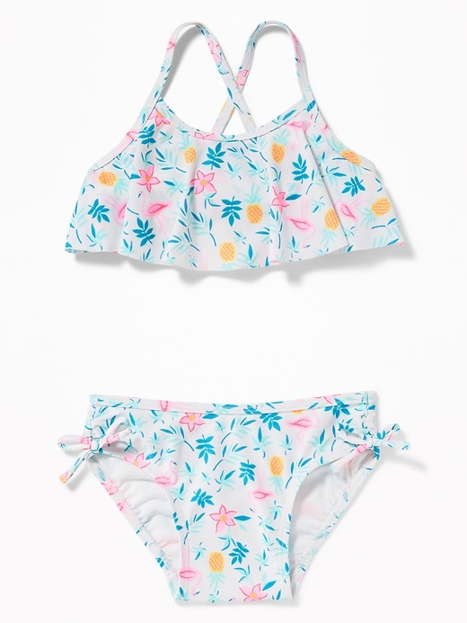 View large product image 1 of 2. Tropical-Print Ruffle Bikini for Toddler Girls