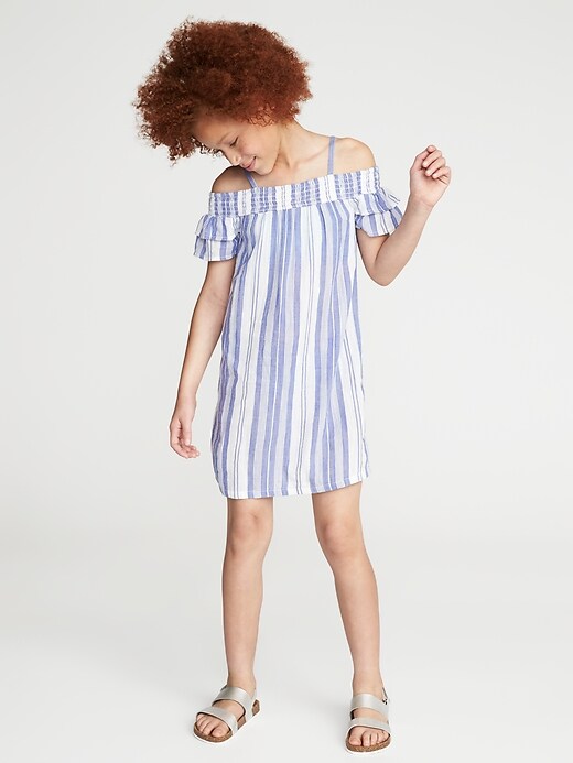 old navy off the shoulder striped dress Old Navy Blue & White Striped Off One Shoulder Dress NWT Women's Size Small
