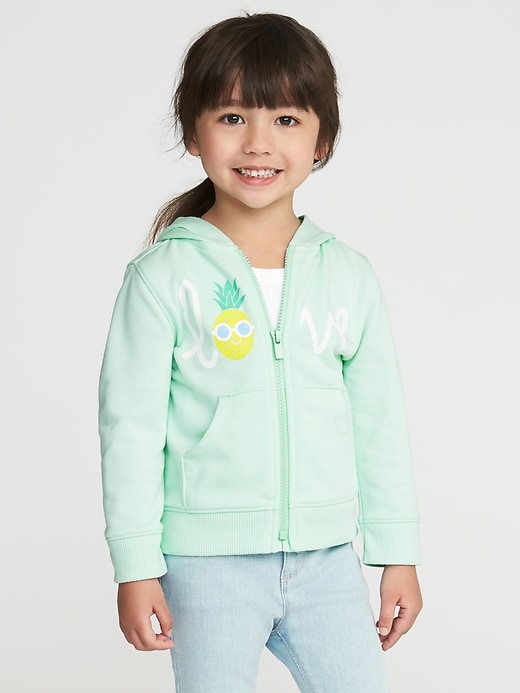 View large product image 1 of 4. "Love" Pineapple French Terry Hoodie for Toddler Girls