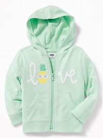 View large product image 4 of 4. "Love" Pineapple French Terry Hoodie for Toddler Girls