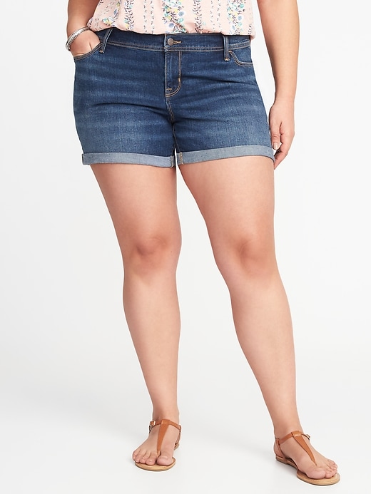 View large product image 1 of 2. Plus-Size Boyfriend Denim Shorts (5")