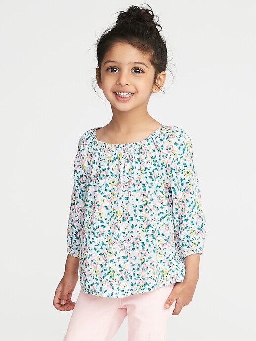 View large product image 1 of 4. Floral Off-the-Shoulder Blouse for Toddler Girls