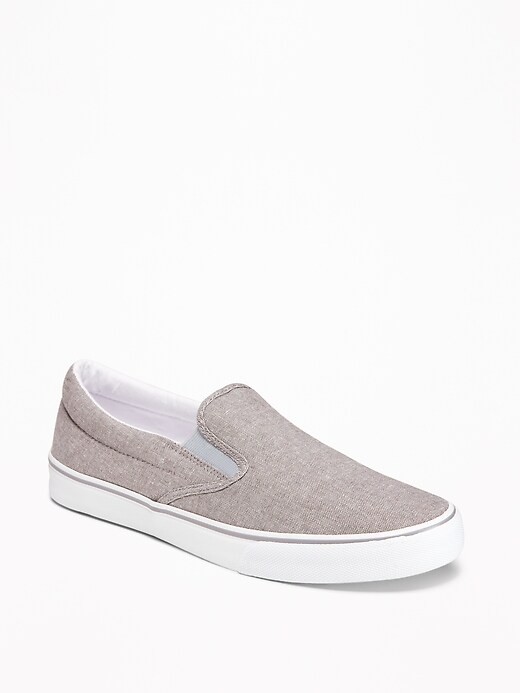 View large product image 1 of 1. Color-Blocked Canvas Slip-Ons for Men
