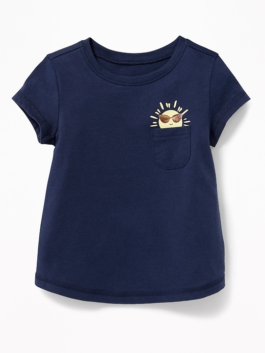View large product image 1 of 1. Chest-Pocket Graphic Tee for Toddler Girls