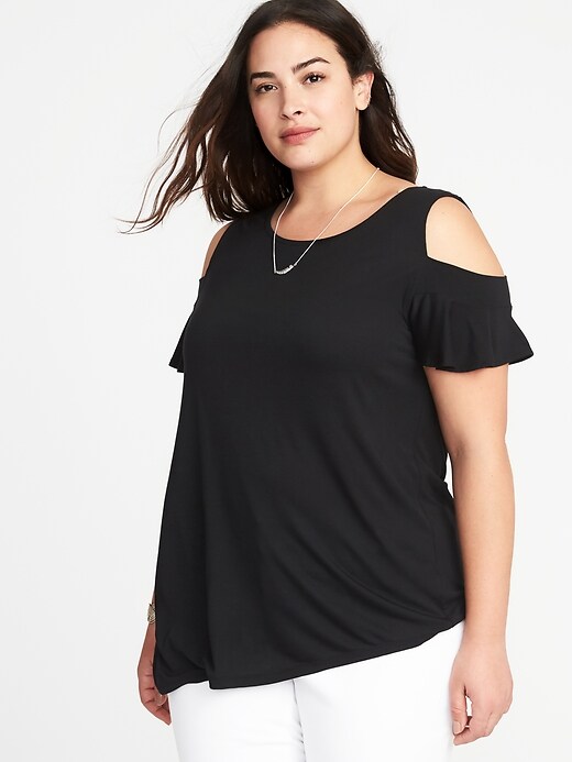 View large product image 1 of 1. Plus-Size Cold-Shoulder Top