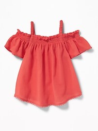 View large product image 4 of 4. Ruffled Off-the-Shoulder Crepe Top for Toddler Girls