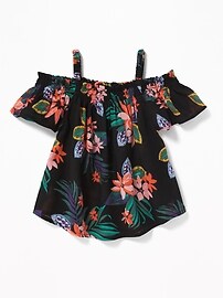 View large product image 4 of 4. Floral Off-the-Shoulder Crepe Top for Toddler Girls