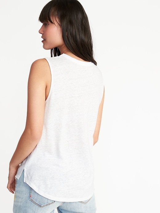 Image number 2 showing, Relaxed High-Neck Linen-Blend Tank for Women