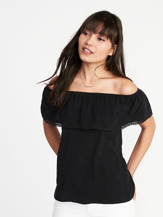 View large product image 1 of 1. Relaxed Off-the-Shoulder Swing Top for Women