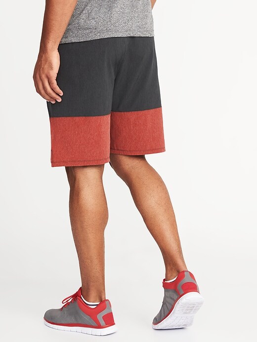 View large product image 2 of 2. Go-Dry Color-Block Stretch Shorts - 9-inch inseam