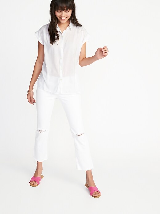 Image number 3 showing, Relaxed Button-Front Shirt for Women
