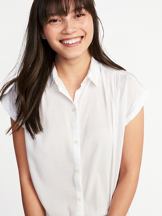 Image number 4 showing, Relaxed Button-Front Shirt for Women