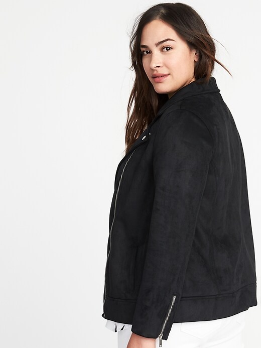 Image number 2 showing, Plus-Size Sueded-Knit Moto Jacket