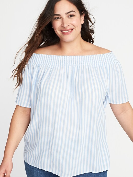 Image number 4 showing, Plus-Size Striped Crinkle-Gauze  Top