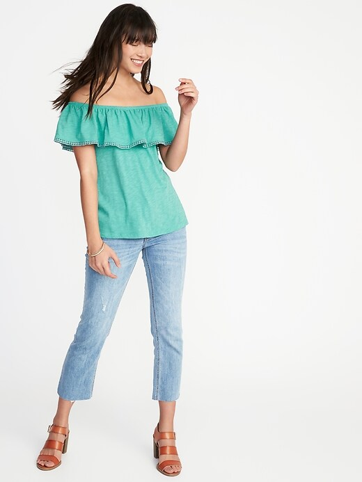 Image number 3 showing, Relaxed Off-the-Shoulder Swing Top for Women