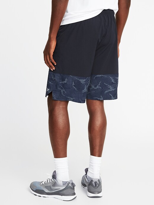 View large product image 2 of 2. Go-Dry Color-Block Run Shorts - 9-inch inseam