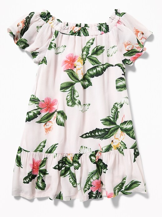 View large product image 2 of 3. Ruffled Floral-Print Crepe Dress for Toddler Girls