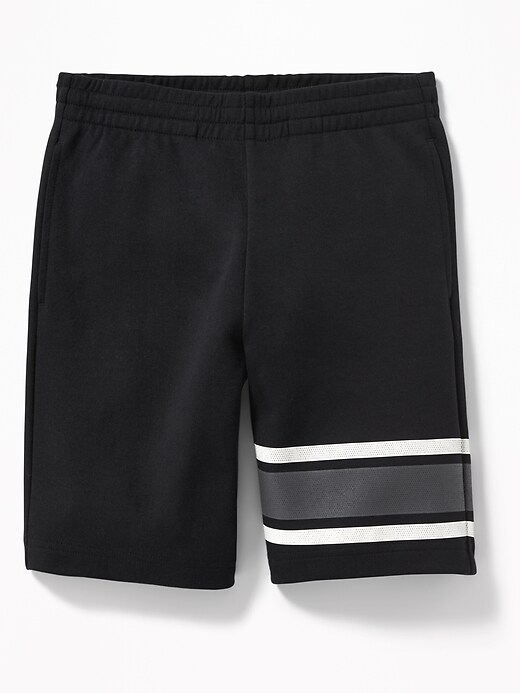 View large product image 1 of 1. Go-Dry Retro-Stripe Fleece Shorts For Boys