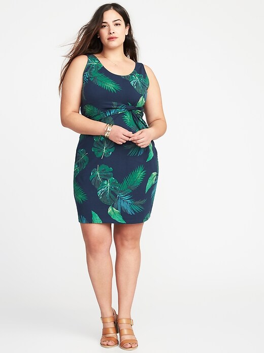 View large product image 1 of 1. Plus-Size Sleeveless Twist-Front Bodycon Dress