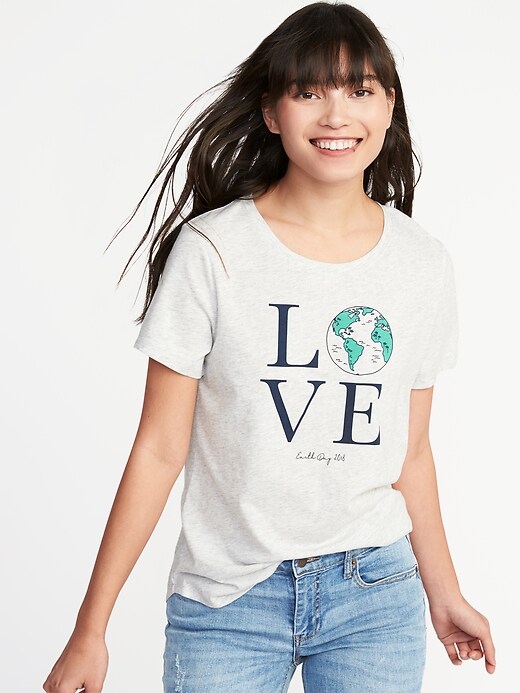 Image number 1 showing, EveryWear Earth-Day-Graphic Tee for Women