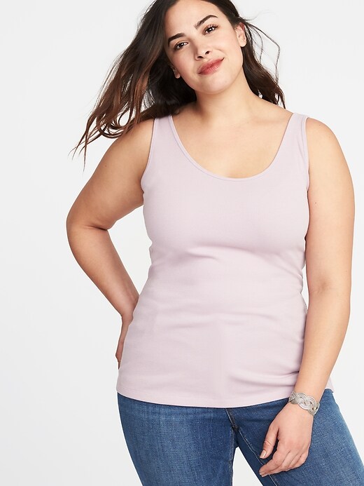 View large product image 1 of 1. First-Layer Fitted Plus-Size Rib-Knit Tank