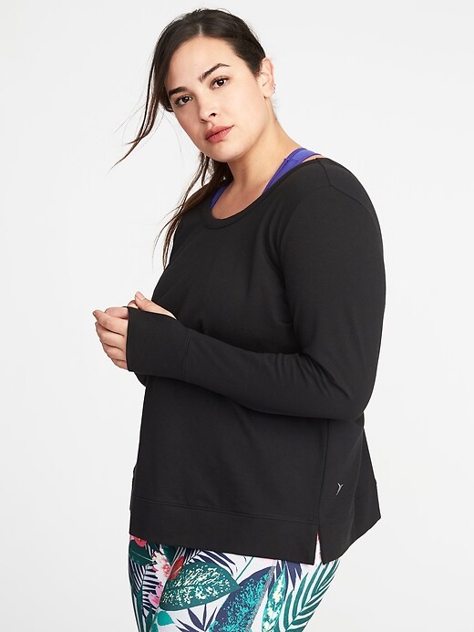 Image number 2 showing, Plus-Size Lattice-Back Performance Sweatshirt
