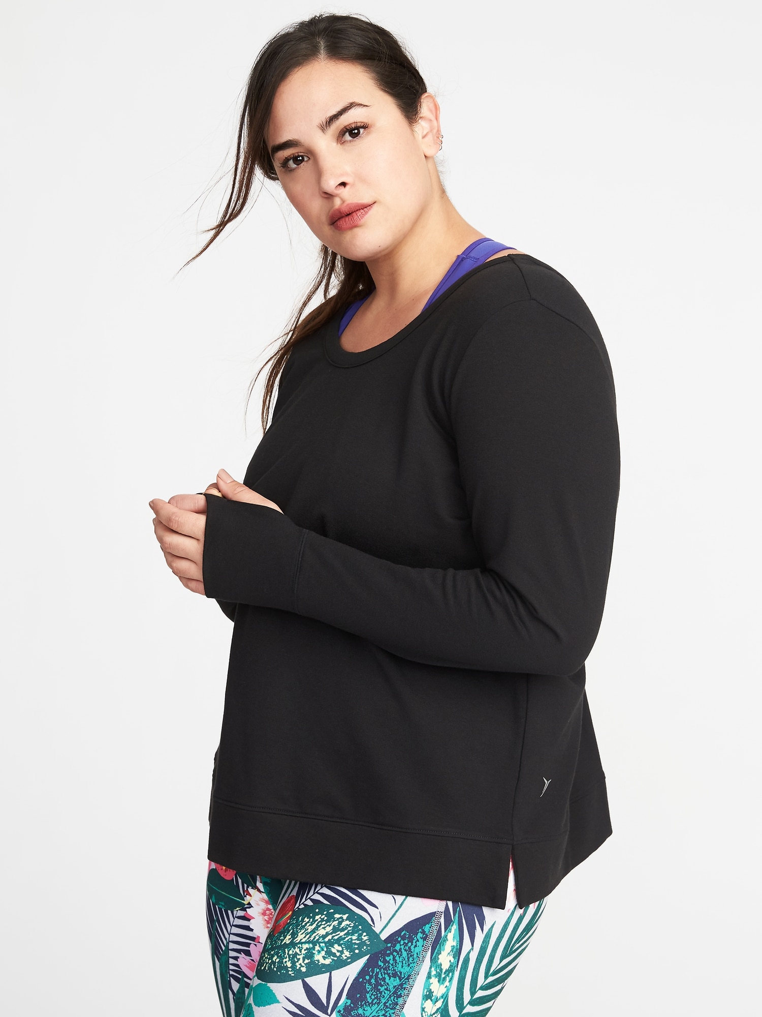 Plus-Size Lattice-Back Performance Sweatshirt | Old Navy