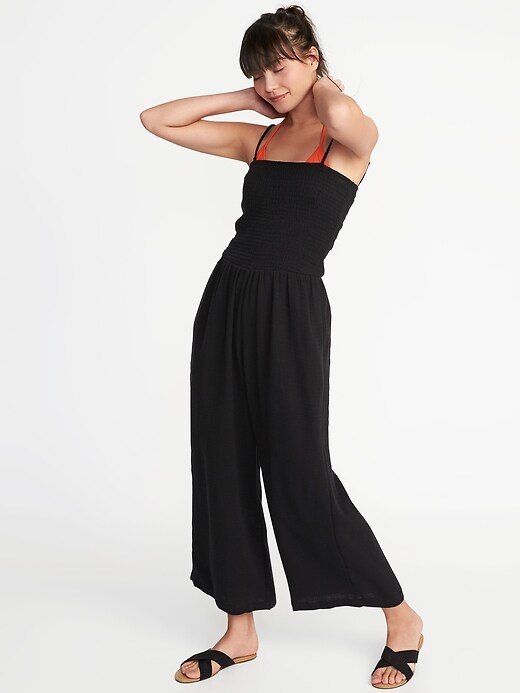 View large product image 1 of 2. Smocked Wide-Leg Jumpsuit for Women