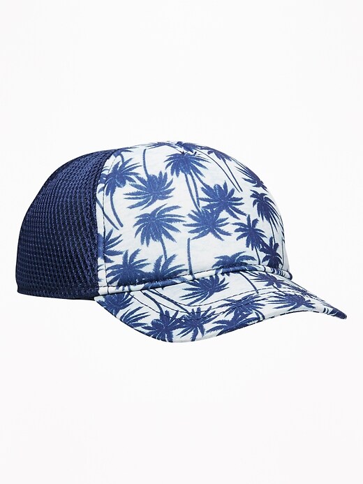 View large product image 1 of 1. Palm Tree Print Trucker Hat For Baby