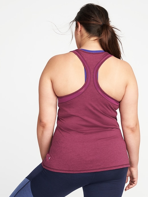 Image number 2 showing, Fitted Plus-Size Mesh-Trim Racerback Tank