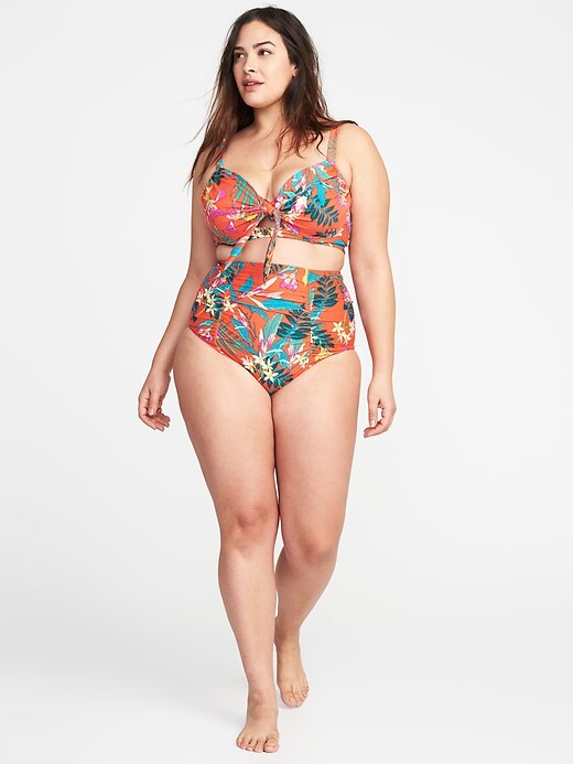 Image number 3 showing, Plus-Size Tie-Front Underwire Swim Top