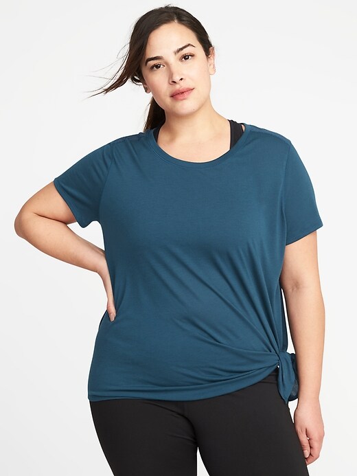 View large product image 1 of 1. Plus-Size Go-Dry Mesh-Back Top