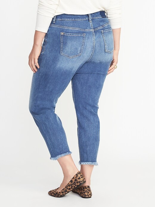 View large product image 2 of 2. Plus-Size Boyfriend Skinny Raw-Edge Jeans