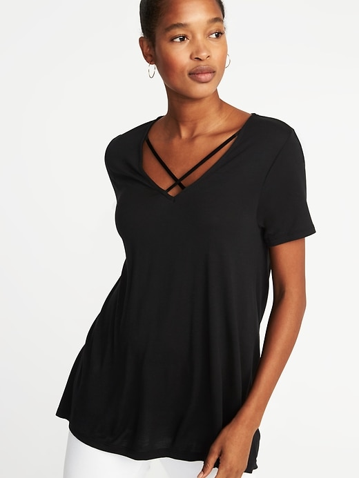 Image number 4 showing, Lace-Up-Yoke Swing Top for Women
