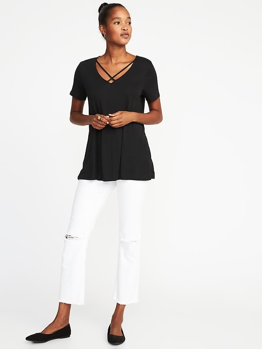 Image number 3 showing, Lace-Up-Yoke Swing Top for Women
