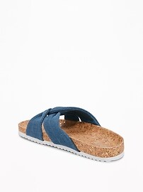 View large product image 3 of 3. Knotted Denim Cross-Strap Sandals for Girls