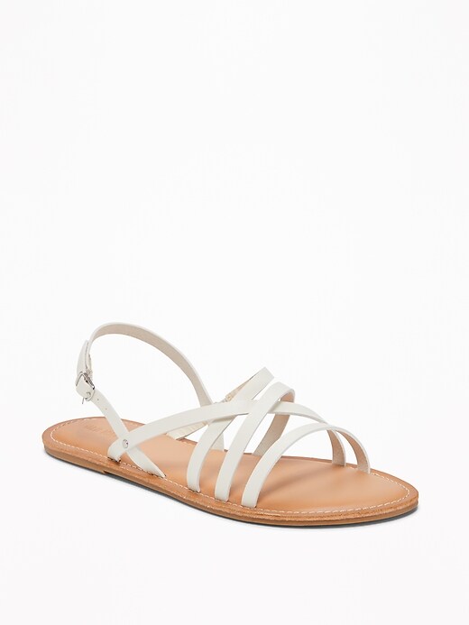 Image number 1 showing, Strappy Faux-Leather Sandals for Women