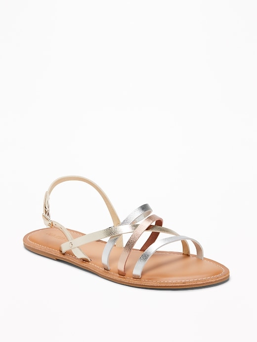 View large product image 1 of 1. Strappy Faux-Leather Sandals for Women