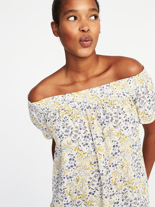 Image number 4 showing, Relaxed Floral Off-the-Shoulder Top for Women