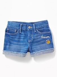 View large product image 3 of 3. Embroidered "Dream" Graphic Denim Shorts for Girls
