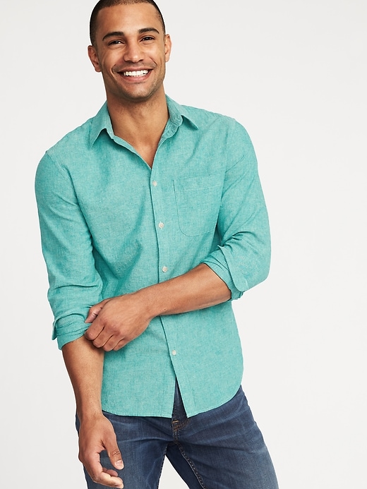 View large product image 1 of 1. Regular-Fit Linen-Blend Shirt
