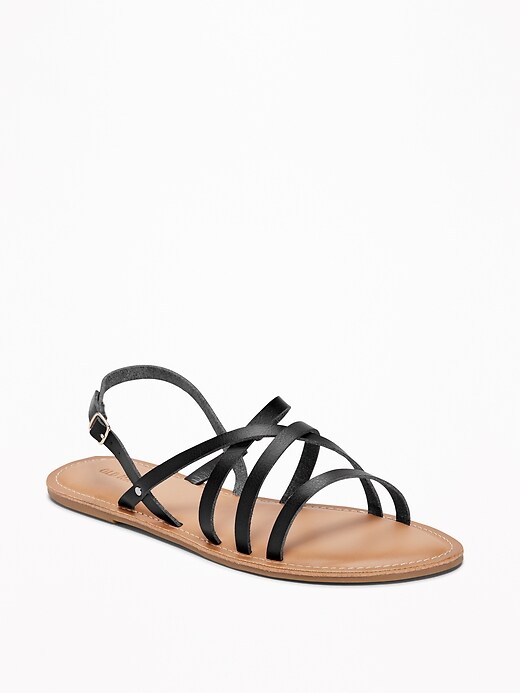 View large product image 1 of 1. Strappy Faux-Leather Sandals for Women