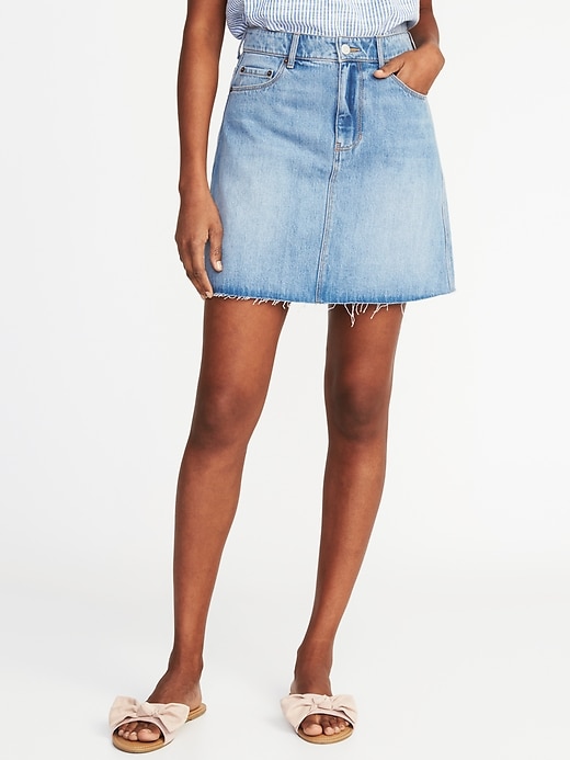 View large product image 1 of 2. Denim A-Line Mini Skirt for Women