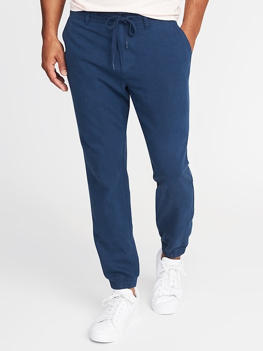 View large product image 1 of 2. Linen-Blend Joggers