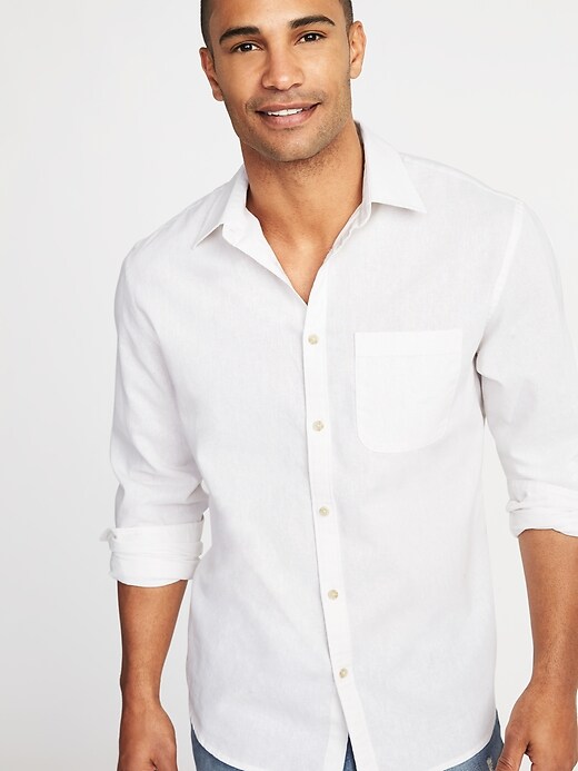 Image number 1 showing, Slim-Fit Linen-Blend Shirt