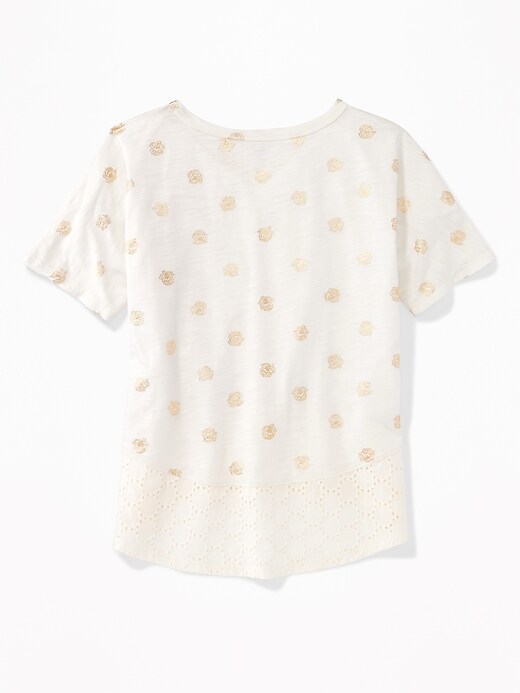 View large product image 2 of 3. Lace-Hem Scoop-Neck Tee for Girls